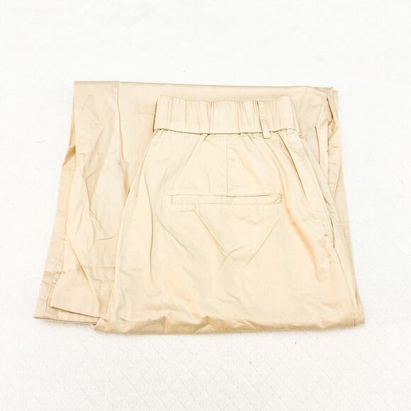Zara Cream Wide Leg Zippered Cotton Pants SZ M NWOT - Picture 1 of 6
